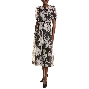 Anne Klein Womens Tiered Wide Neck Maxi Dress
