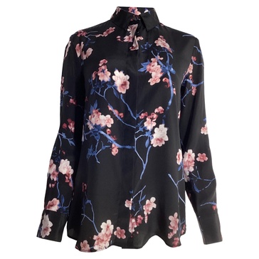 floral printed shirt in multicolor silk