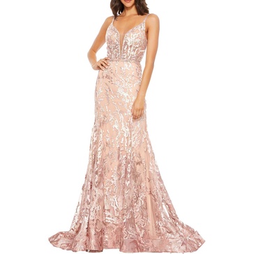 womens lace embellished evening dress