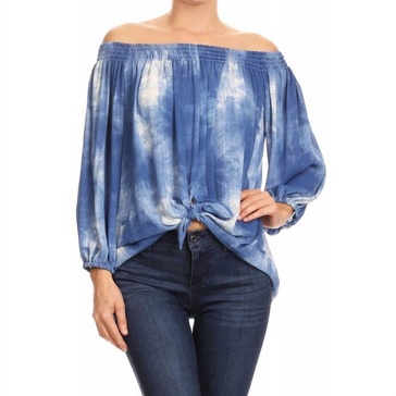 tie front tunic top in royal
