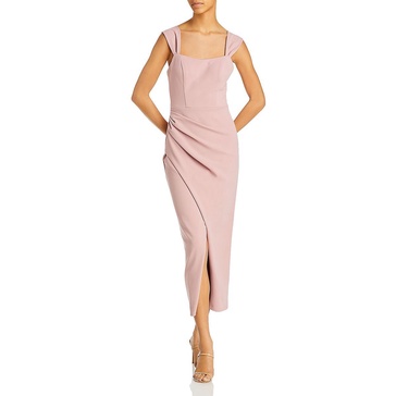 womens ruched pull through midi dress
