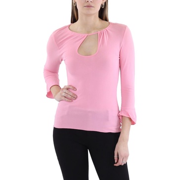 womens gathered neck keyhole pullover top