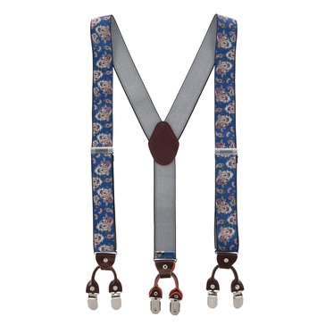 men's 1.375 inch wide paisley print double clip-end suspenders
