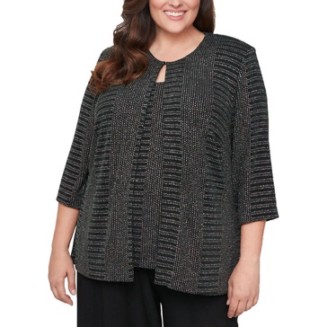 plus womens 2pc metallic top set