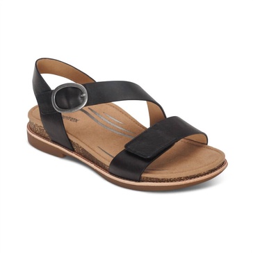women's tamara strap sandal in black leather