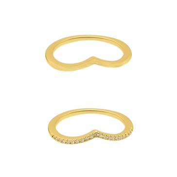 14k gold plated chevron pair of rings