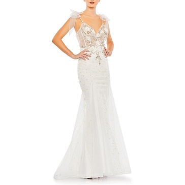 womens embellished metallic evening dress