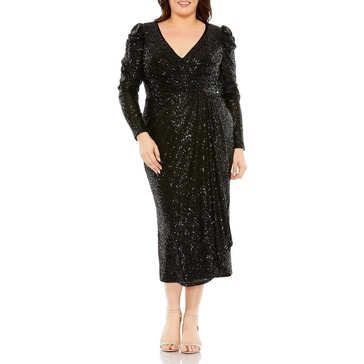 plus womens sequined mesh evening dress
