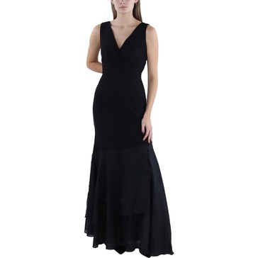 womens crepe v-neck evening dress