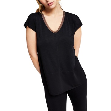 petites womens v neck casual blouse