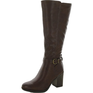 joslynn womens faux leather wide calf knee-high boots
