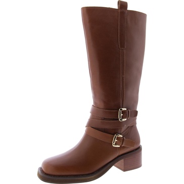 calin womens leather block heel knee-high boots