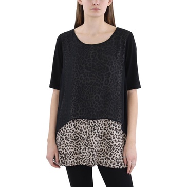 womens animal print layered pullover top