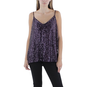 womens sequined v neck shell