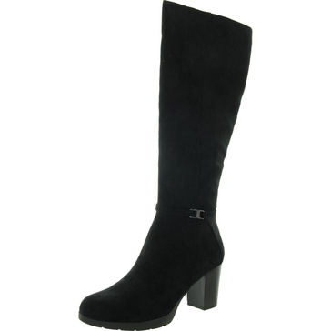 womens faux suede block heel knee-high boots