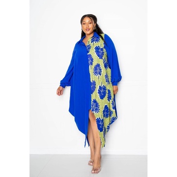 print drapy shirt maxi dress