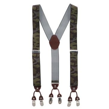 men's 1.375 inch wide camouflage print double clip-end suspenders