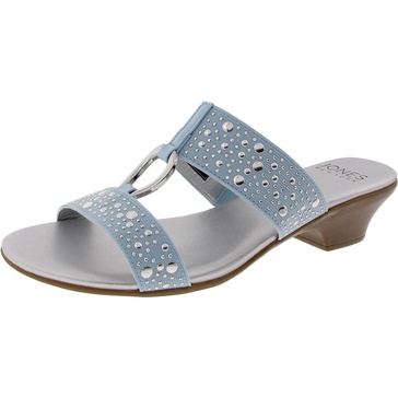 eanna womens faux leather rhinestone slide sandals