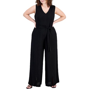 plus womens v neck one piece jumpsuit