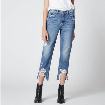 women's madison ripped crop straight leg jeans in happy hour