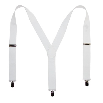 elastic solid white clip-end suspenders