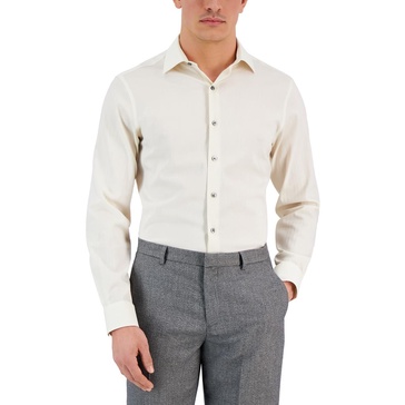 slim mens herringbone stretch button-down shirt