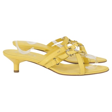 tod's kitten heel slide sandals in yellow leather