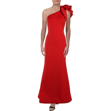 womens ruffled one shoulder evening dress