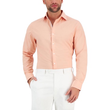chambray  mens solid stretch button-down shirt