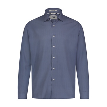 black grey navy geo print hidden button down long sleeve shirt
