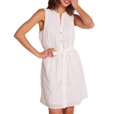 sleeveless pintuck dress in white