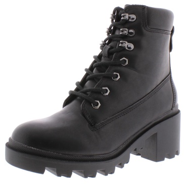 dillan womens faux leather heels combat boots