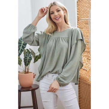 draped ruffle longsleeve top