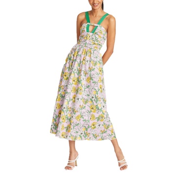 womens gathered cotton midi dress