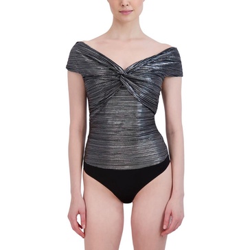 womens twist front off-the-shoulder bodysuit