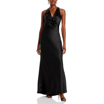 womens satin open back evening dress