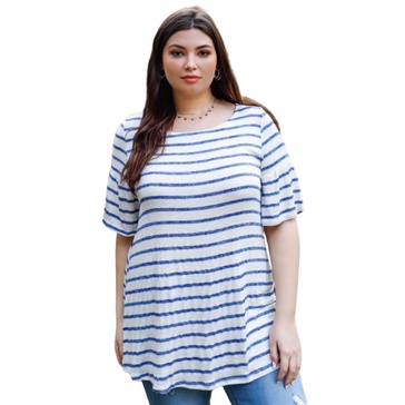 plus stripe bell short sleeve top