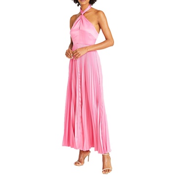 womens pleated recycled polyester midi dress