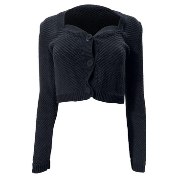 knitted crop cardigan in black cotton