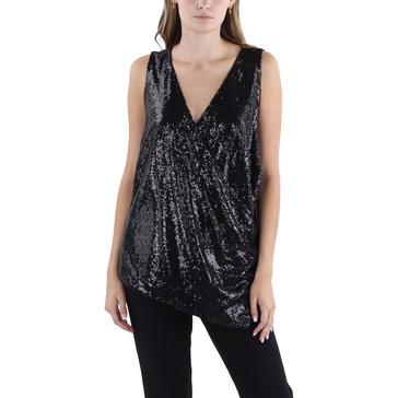 womens sequined surplice tank top