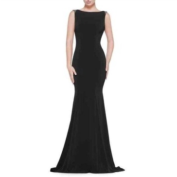 taffeta satin ball embellished gown in black