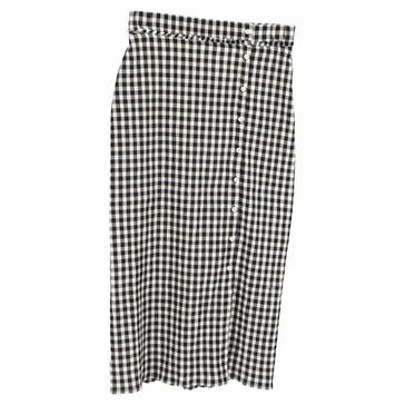 belili checkered print midi ruffle-trim pencil skirt in multicolor cotton
