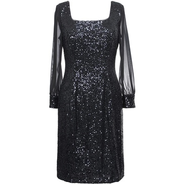 plus womens round neck long sleeves cocktail and party dress