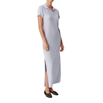 pique with wash short sleeve polo dress in skyflower