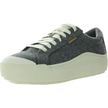 womens leather trim man made slip-on sneakers