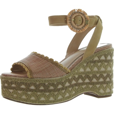 amber womens embroidered manmade wedge sandals