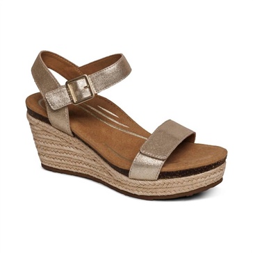 sydney quarter strap espadrille wedge sandal in champagne