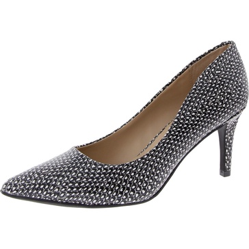 jeules womens faux leather embossed dress pumps