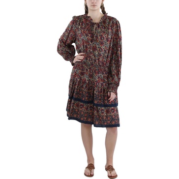 womens aztec print knee length babydoll dress