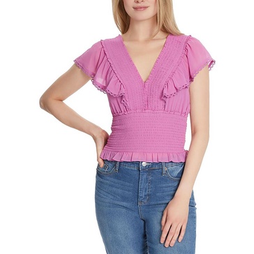 lilianna womens smocked ruffled pullover top
